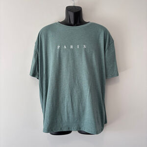 SHEIN Men's Size Large Green Paris Graphic T-Shirt Casual Streetwear Tee NIB